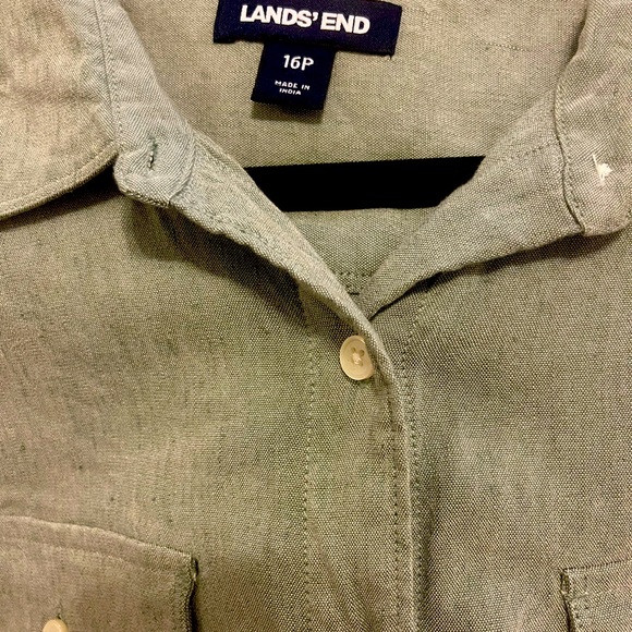 Lands’ End Oxford Long Sleeve Button Front Shirt Dress Light Olive Green NWOT - Picture 7 of 11